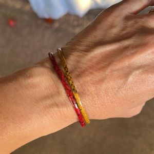 Set of snakeskin leather bangle bracelets